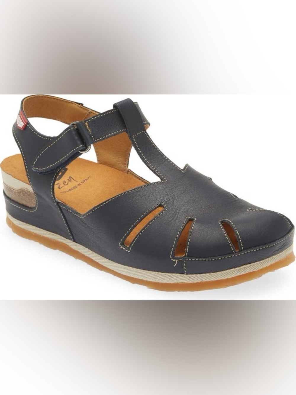 Onfoot Fisherman T Strap Sandals Leather Navy Blue size 9.5